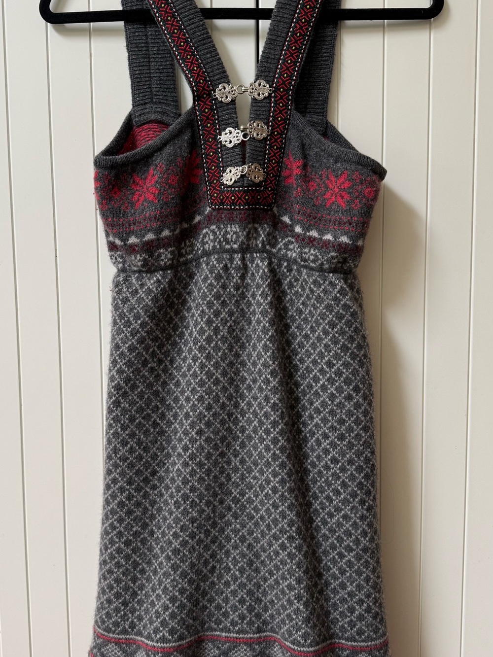 FP Cozy Patchwork Knit Cardigan in Gray & Red
